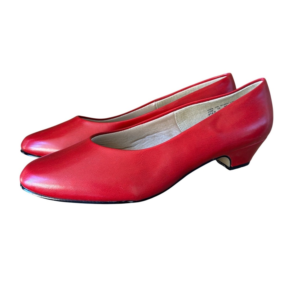 Soft Style by Hush Puppies Womens 12W Red Low Heel Pumps Wide Classic Office